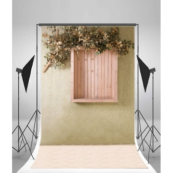 GreenDecor 5x7ft Photography Backdrop Grunge Wall Wooden Box Plant Branches Backdrops Children Baby Kids Portrait Shooting Video Studio Props
