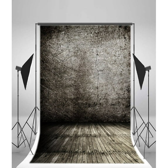 GreenDecor 5x7ft Photography Backdrop Shabby Chic Gloomy Blurry Wall Vintage Stripes Wood Floor Background Kids Children Adults Photo Studio Props