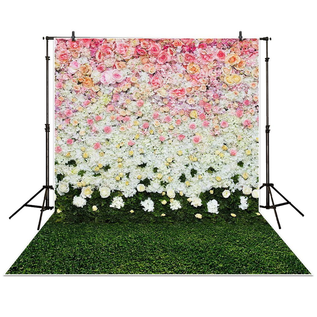 GreenDecor 5x7ft Photography Backdrop flowers wall lawn interior grass wedding background props photocall photobooth Photo studio