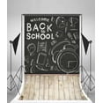 thumbnail image 1 of GreenDecor 5x7ft Photography Backdrops Welcome Back To School theme Chalk Drawing Weathered Wood Stripes Floor Background Students Children Kids Photographic Backdrop Video Props, 1 of 4