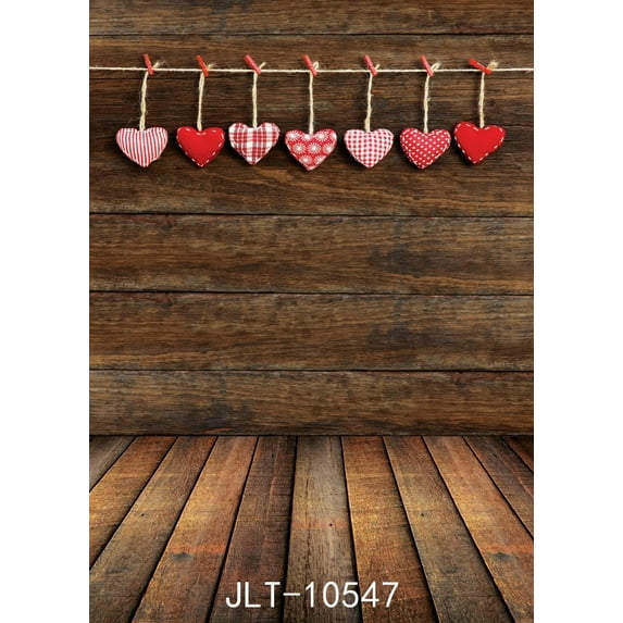 GreenDecor 5x7ft Photography Background Photo Backdrops Dark Wood Floor Valentine's Backdrop Studio Props