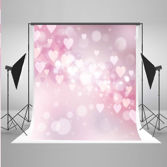 GreenDecor 5x7ft Pink Love Backdrops for Photography Romantic Valentine's Day Background Wedding Backdrop Photo Studio Props