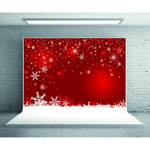 GreenDecor 5x7ft Red Photo Backdrop Snowflake Glitter Christmas Photography Backdrop Photo Booth Prop Background for Studio