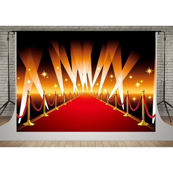 GreenDecor 5x7ft Red Stage Photography Backdrops for Shooting Glitter Lighting Backgrounds for Birthday Party Backdrop