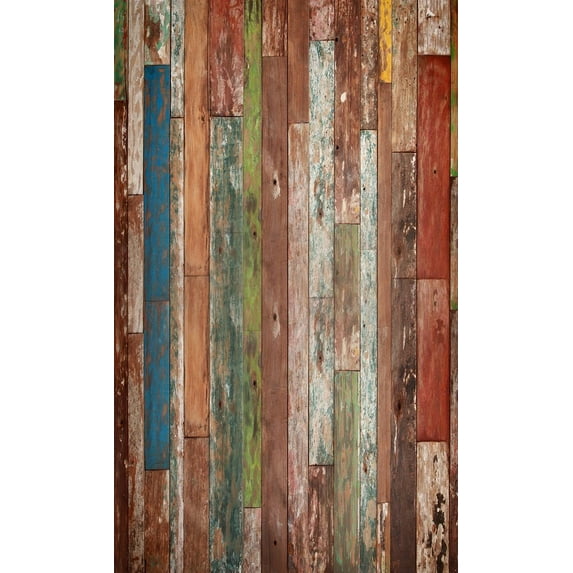 GreenDecor 5x7ft Shabby Old Colorful Wood Planks Photography Backdrop Prop Photo Background