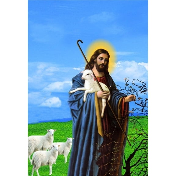 GreenDecor 5x7ft Shepherd Photography Background Jesus Christ Church Christmas Play Backdrop Meadow Sheep Gospel Baby Nativity Pray Bless Religious Bible Easter Photo Studio Props Video Drop