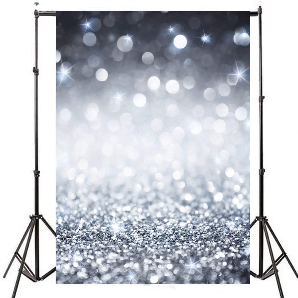 Greendecor 5x7ft Silver Glitter Sequin Wall Photo Photography Backdrops