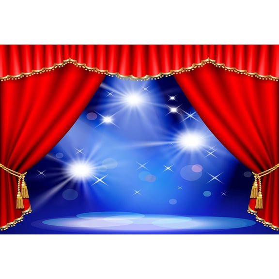 GreenDecor 5x7ft Stage Photography Backdrops Red Curtain Backgrounds Blue Light Backdrops for Studio Photo