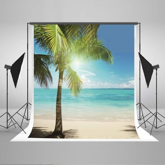 GreenDecor 5x7ft Summer Photography Beach Background Backdrops Custom Blue Sea Views Backdrops for Photo Booth