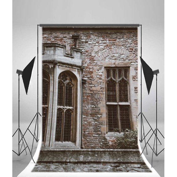 GreenDecor 5x7ft Vintage Window Backdrop Ruined House Weathered Brick Wall Rustic Grunge Abstract Wallpaper Photography Background Kids Adults Photo Studio Props