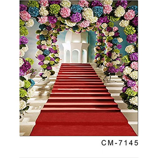 GreenDecor 5x7ft Wedding Flower Door Red Carpet Church Photography