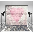 thumbnail image 1 of GreenDecor 5x7ft Wood Photography Backdrops for Photographers Pink Heart Briks Photo Backdrop Wedding Background Studio Props, 1 of 4
