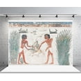 thumbnail image 1 of GreenDecor 7x5ft Ancient Egyptian Mural Backdrop Old Hunting Fresco Photography Background Wall Painting History Culture Civilization Photo Shoot Studio Props Video Drop Drape, 1 of 4