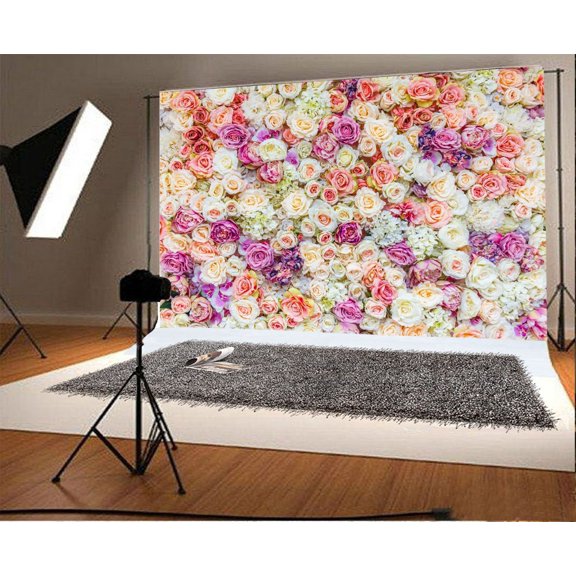 GreenDecor 7x5ft Backdrop Photography Background Flowers Wall Background Amazing Red and White Roses Wedding Decoration Party Hand Made Children Newbo