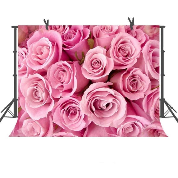 GreenDecor 7x5ft Blooming Pink Rose Backdrop Photo Props Wedding Party Photography Background Room Mural