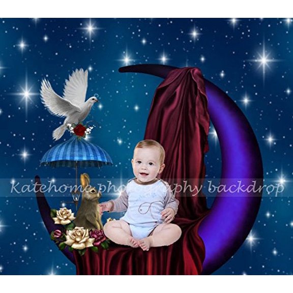 GreenDecor 7x5ft Blue Sky Backdrops Night Star Glitter Background for Photography Professional Photography Backdrop