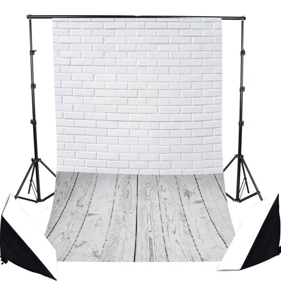 GreenDecor 7x5ft Brick Wall Retro Wood floor photography Backdrop Background Studio Prop Best For Photography,Video and Television
