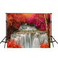 thumbnail image 1 of GreenDecor 7x5ft Cascade Red Maple Leaves Photography Backdrop Nature Fall Photo Background, 1 of 4
