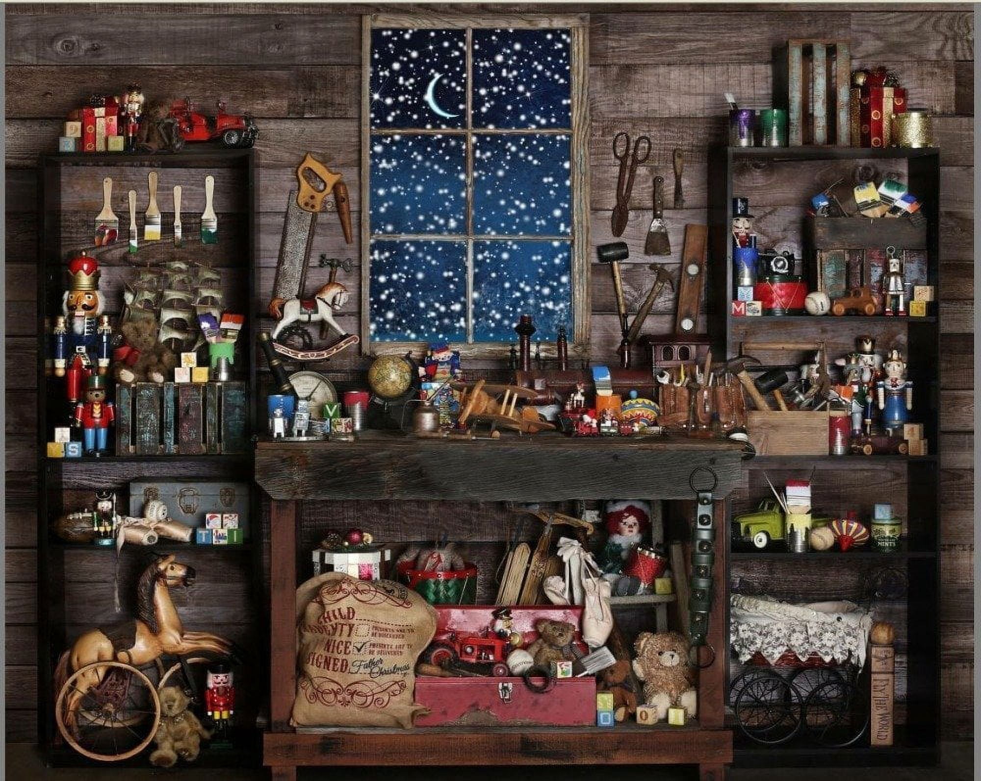GreenDecor 7x5ft Christmas Store Shop Snow Window Wood Shed Mechanic ...
