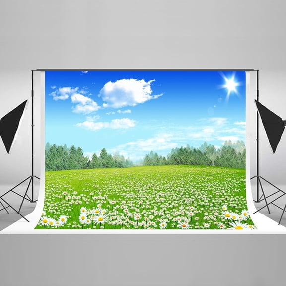 GreenDecor 7x5ft Digital Photography Backdrops Botanical Garden White Sunflower Background Natural Scenery For wedding Photo Studio Backdrop