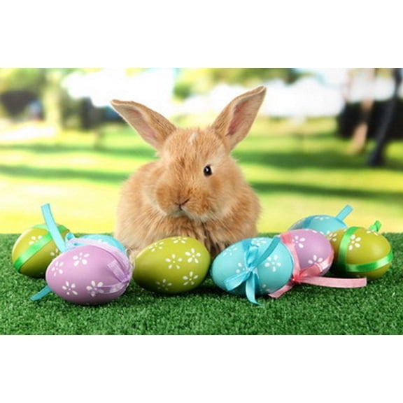 GreenDecor 7x5ft Easter Day Eggs Rabbit Photography Backdrop Prop Photo Background
