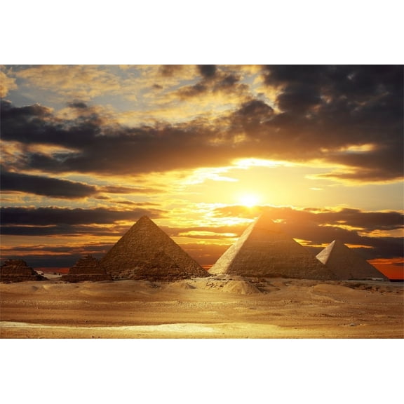 GreenDecor 7x5ft Egyptian Pyramids Backdrop Egypt Ancient Architecture Ruins Photo Shoot Background Sunlight Sky Clouds Photography Studio Props Adult