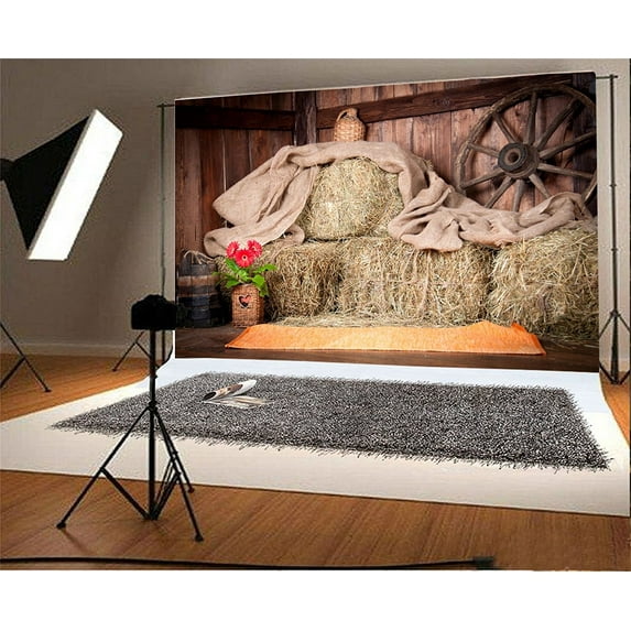 GreenDecor 7x5ft Farm Haystack Backdrop Rustic Barn Photography Background Newborn Baby Infant Kid Artistic Portrait Stable Photo Shoot Studio Props Video Drop