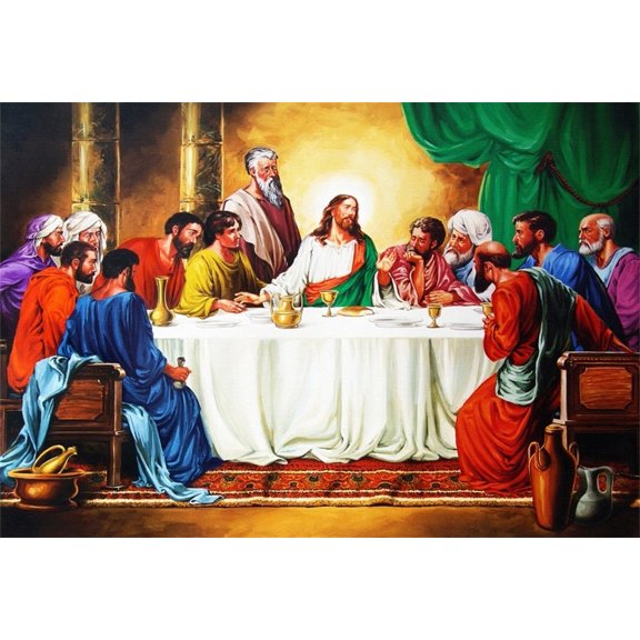 GreenDecor 7x5ft Last Supper Of Jesus Christ With Twelve Apostles On Holy Backdrop The Savior And His Disciples On Maundy Thursday Photography Backgro
