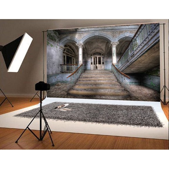 GreenDecor 7x5ft Old Houses Photography Backdrops Retro Background for Photographer Photo Booth Props