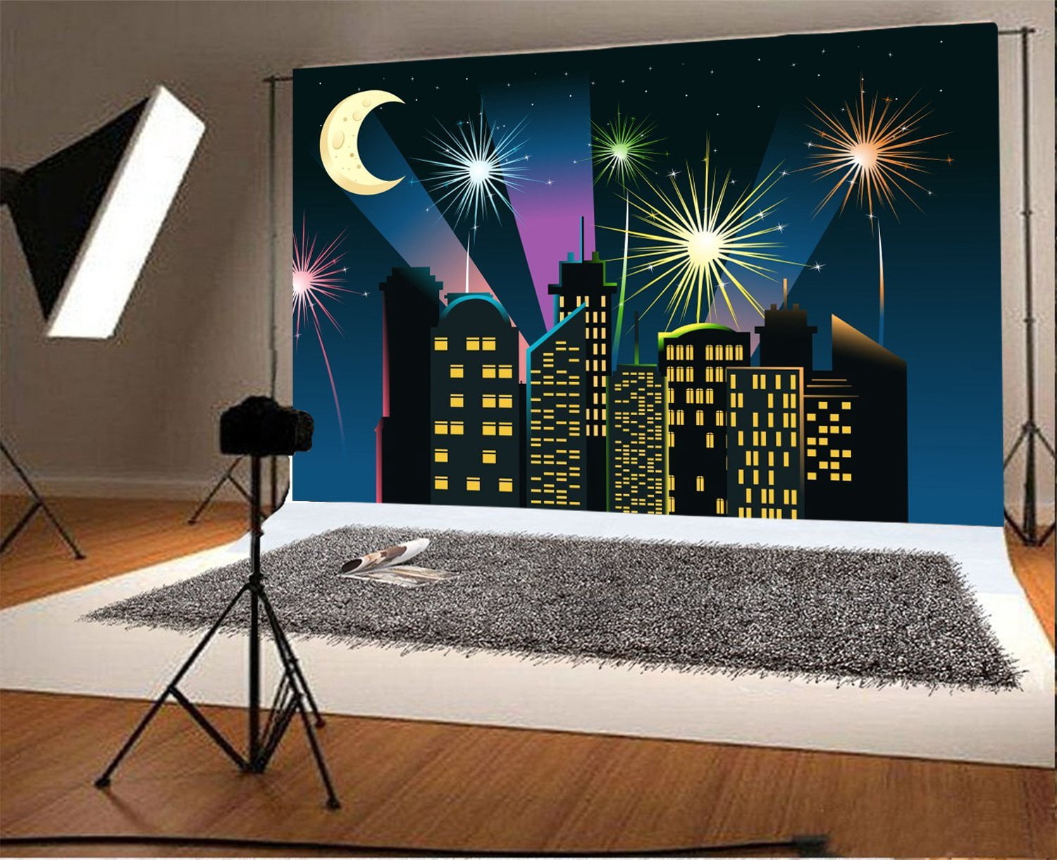 City Backdropa GreenDecor 7x5ft Photography Backdrop Cartoon City Landscape Town ...