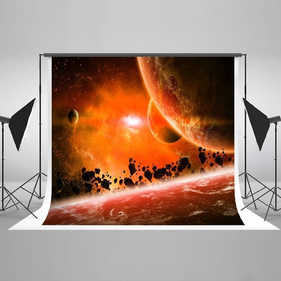 GreenDecor 7x5ft Photography Backdrop Fire Planet Photo Background Digital Printed Backdrops for Photographers