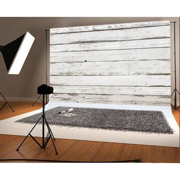 GreenDecor 7x5ft Photography Backdrop Shabby Whitewashed Weathered Stripes Wood Floor Background Kids Children Adults Photo Studio Props