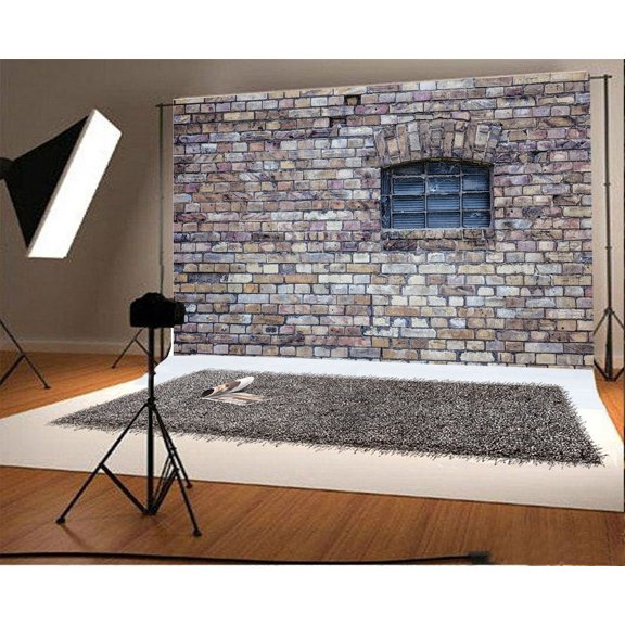 GreenDecor 7x5ft Rustic Backdrop Weathered Brick Wall Vintage Window Abstract Wallpaper Photography Background Kids Adults Photo Studio Props