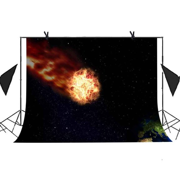 GreenDecor 7x5ft Star Photography Backdrop Flame Meteorite Earth Starry Sky Picture Studio Props Photography Video Party Curtains TV Wall Background