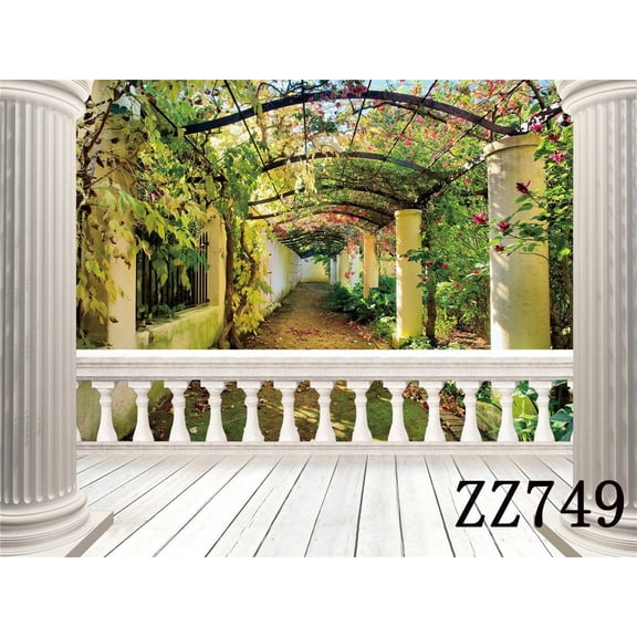 GreenDecor 7x5ft The Balcony Landscape Photo Backdrops Studio Background Studio Props