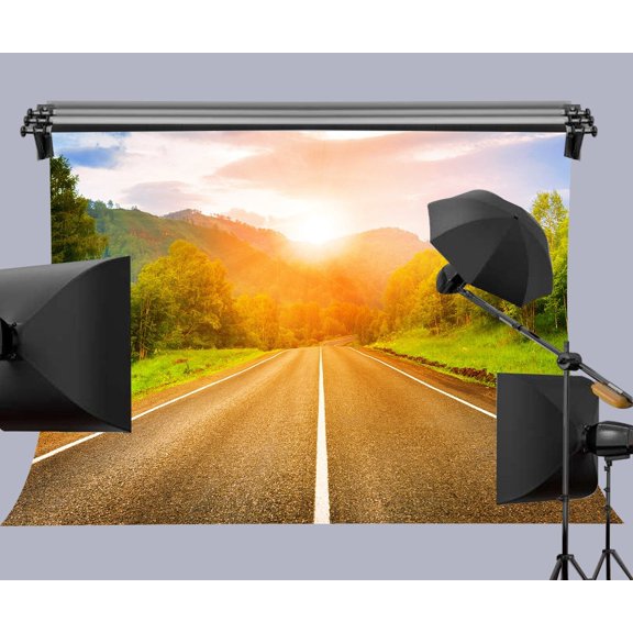 GreenDecor 7x5ft The Road in the Sunrise Digital Printed Photography Backdrop Prop Photo Background
