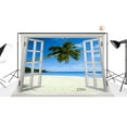 thumbnail image 1 of GreenDecor 7x5ft Tropical Beach Out of the Window Scenery Photography Backdrop Studio Background Photo Backdrops Studio Props, 1 of 5