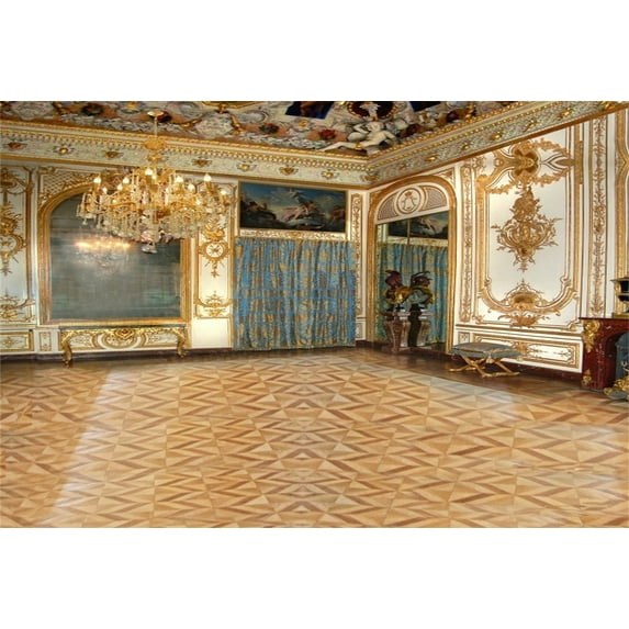 GreenDecor 7x5ft Vintage Interior Decoration Background Medieval Style Photography Backdrop Luxury Chandelier Retro Chic Floral Pattern Wall Lovers Gi