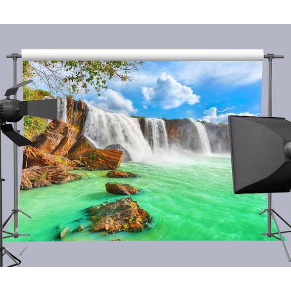 GreenDecor 7x5ft Waterfall Digital Printed Photography Backdrop Prop Photo Background