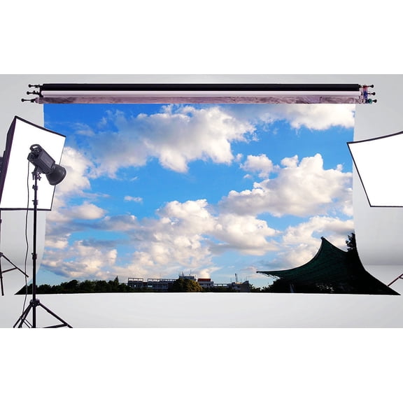 GreenDecor 7x5ft White Clouds Blue Sky Photo Background Photography Backdrop Studio Props