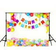thumbnail image 1 of GreenDecor 7x5ft White Wall Photography Backdrops Colorful Balloon Arch Background for Birthday Studio Photo Props, 1 of 4