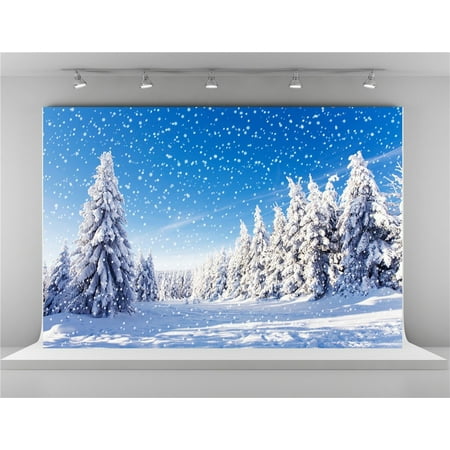 GreenDecor 7x5ft Winter Snowflake Photography Backdrops Tree Wonderland Backdrops for Wedding Background Booth 7x5ft