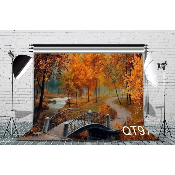GreenDecor 7x5ft Yellow Leaves Filled with Trees Autumn Scenery Fall Photography Backdrops Studio Background Photo Backdrops Studio Props