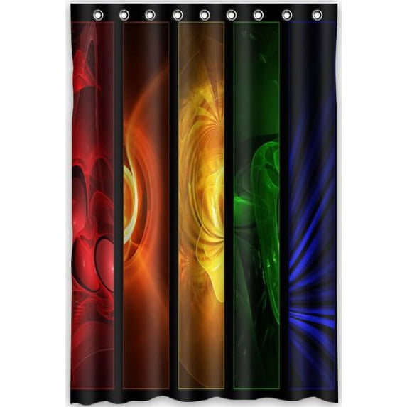GreenDecor Abstract Multicolor Panels Rainbows Wood Stripes Waterproof Shower Curtain Set with Hooks Bathroom Accessories Size 48x72 inches