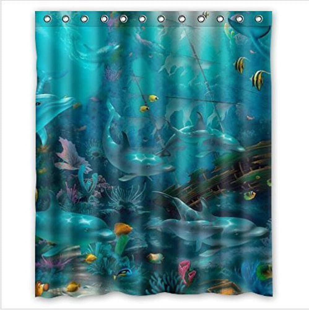 GreenDecor Amazing Dolphins Cute Dolphin Art Waterproof Shower Curtain