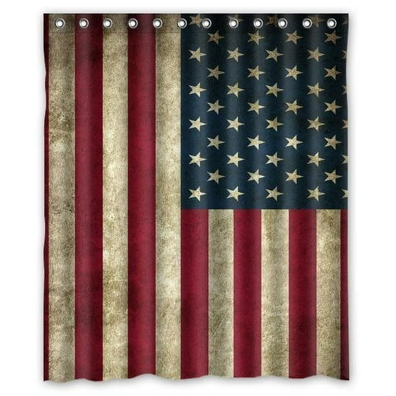 GreenDecor American Flag Waterproof Shower Curtain Set with Hooks Bathroom Accessories Size 60x72 inches