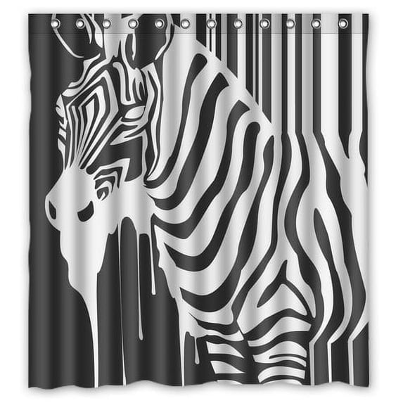 GreenDecor Art Zebra Waterproof Shower Curtain Set with Hooks Bathroom Accessories Size 66x72 inches