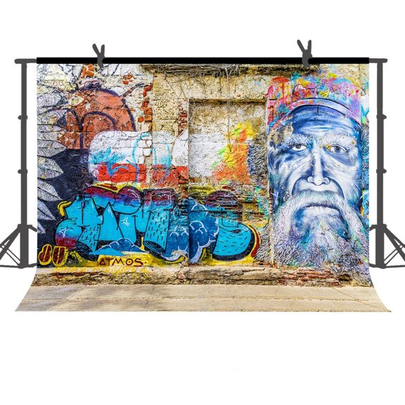 GreenDecor Background 7x5ft Graffiti Wall Photography Backdrop For Photo Shooting Props