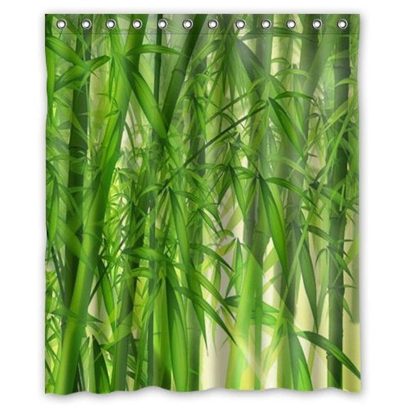 GreenDecor Bamboo Waterproof Shower Curtain Set with Hooks Bathroom Accessories Size 60x72 inches