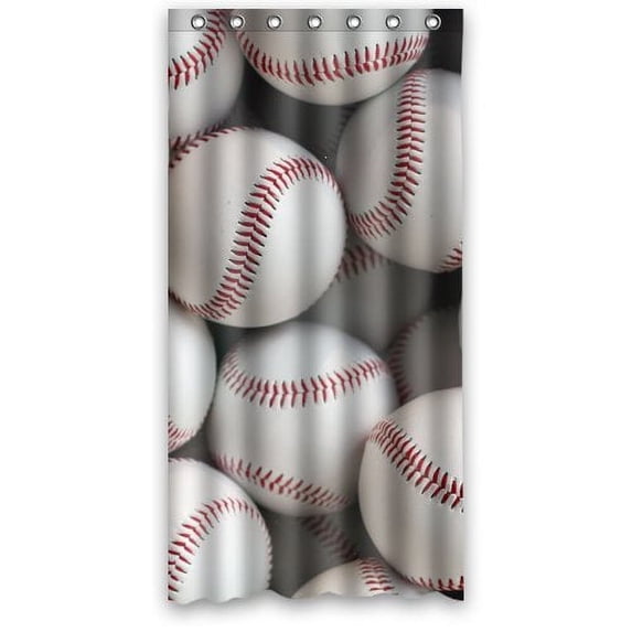 GreenDecor Baseball Waterproof Shower Curtain Set with Hooks Bathroom Accessories Size 36x72 inches